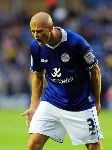 Leicester City vs. Bristol City: Paul Konchesky Argues with Referee Assistant (Championship Match, 17th August 2011)