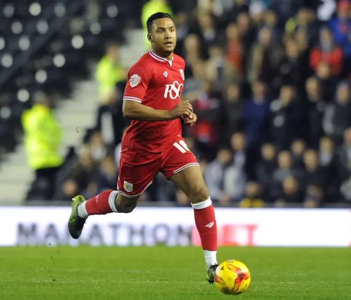 Framed Print : Liam Moore of Bristol City in Action Against Derby County, 2015