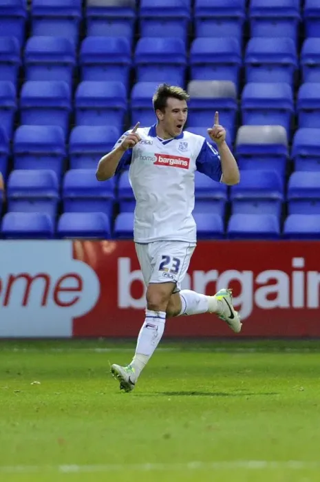 Framed Print : Liam Ridehalgh's Goal Celebration: Tranmere Rovers vs. Bristol City, Sky Bet League One, 16th November 2013