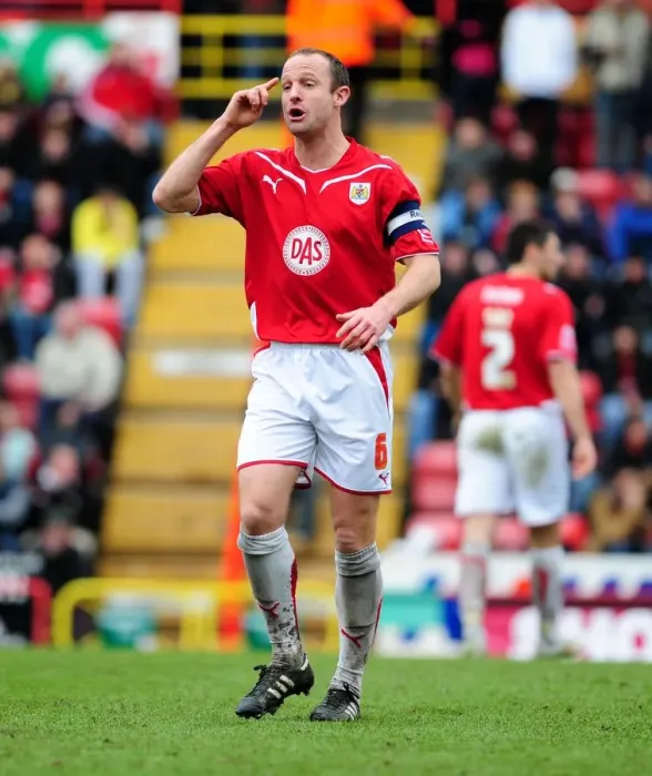 Framed Print : Louis Carey in Action: Bristol City vs. Nottingham Forest, Championship Match at Ashton Gate Stadium (03.04.2010)
