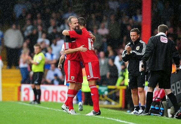 Louis Carey's Embrace: A Heartwarming Moment at the Louis Carey Testimonial, Bristol City v Bristol Rovers, August 2012