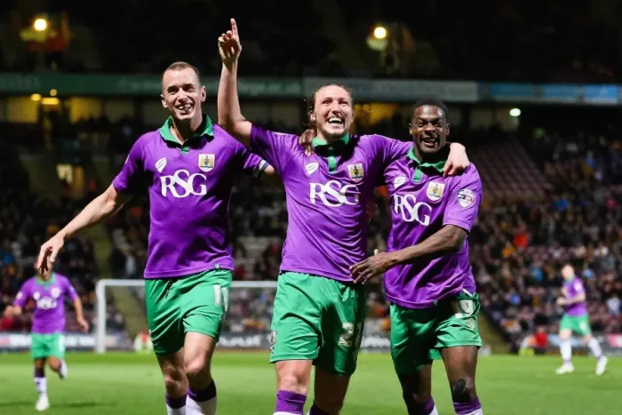 Framed Print : Luke Ayling's Triple Strike: Bristol City's 3-0 Lead in Sky Bet League One Promotion Battle Framed Print : Luke Ayling's Triple Strike: Bristol City's 3-0 Lead in Sky Bet League One Promotion Battle