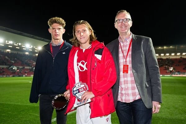Luke Freeman, Man of the Match: Celebrating with the Sponsor after Bristol City's Win against Nottingham Forest