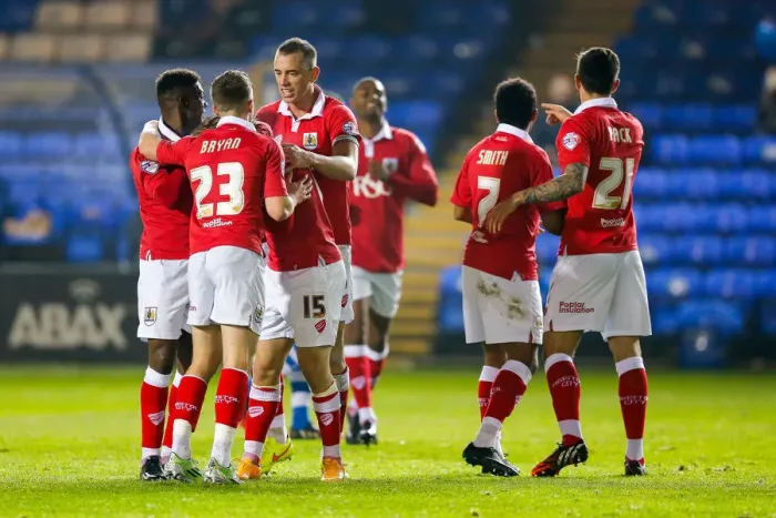 Framed Print : Luke Freeman's Strike: Bristol City Ahead vs Peterborough United Framed Print : Luke Freeman's Strike: Bristol City Ahead vs Peterborough United