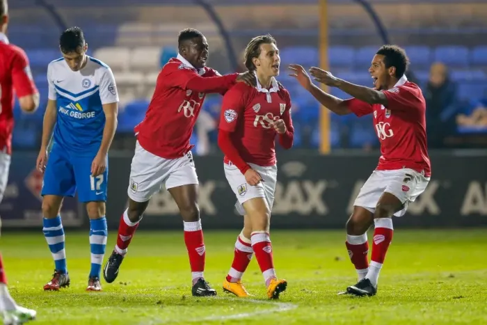 Framed Print : Luke Freeman's Strike: Bristol City Opens Score Against Peterborough United, 2014 Framed Print : Luke Freeman's Strike: Bristol City Opens Score Against Peterborough United, 2014