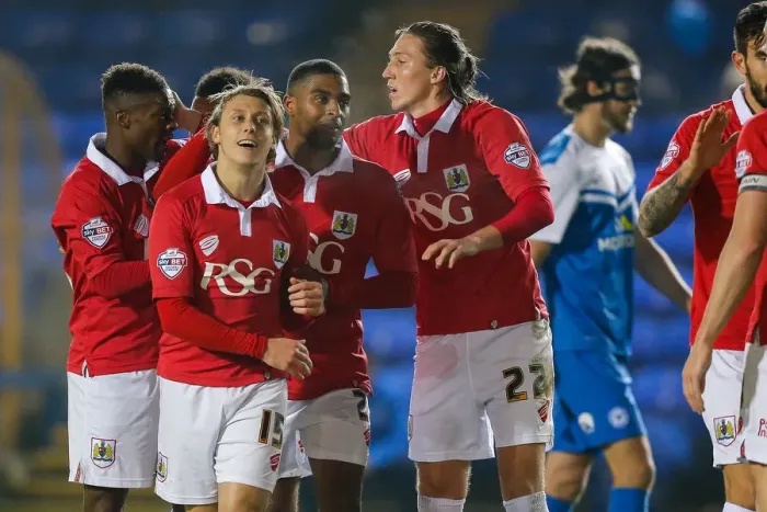 Framed Print : Luke Freeman's Strike: Bristol City Takes Early Lead Against Peterborough United, 2014