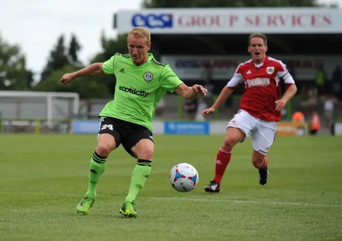 Framed Print : Marcus Kelly in Action: Forest Green Rovers vs. Bristol City Preseason Football Match, 2013
