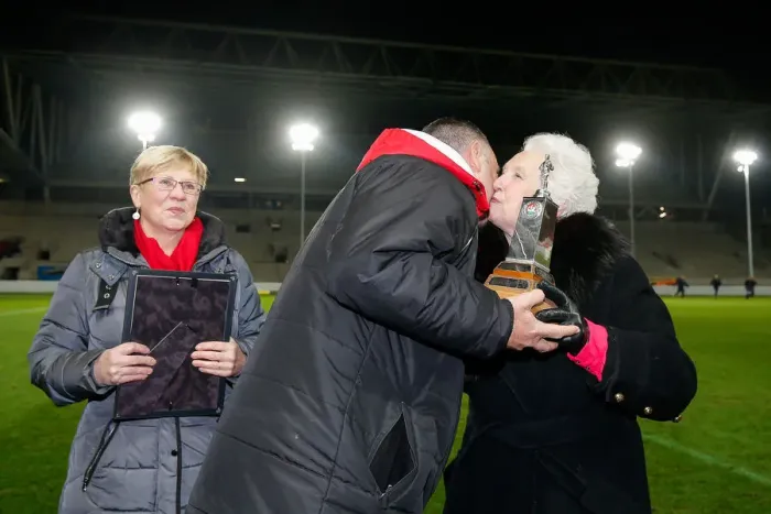 Framed Print : Marina Dolman Honors Brian Tinnion at Half Time: Bristol City vs Brighton & Hove Albion, 2016