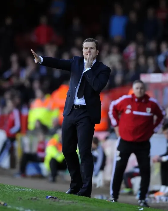 Framed Print : Mark Cooper Leads Swindon Town at Ashton Gate: Sky Bet League One Clash between Bristol City and Swindon Town