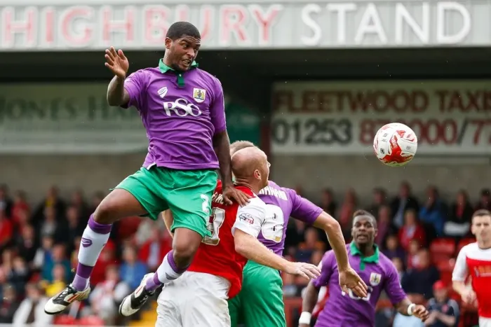 Framed Print : Mark Little Heads the Ball: Fleetwood Town vs. Bristol City, 2014 Framed Print : Mark Little Heads the Ball: Fleetwood Town vs. Bristol City, 2014