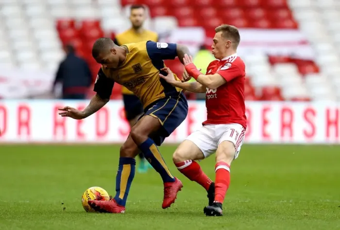 Framed Print : Mark Little vs Ben Osborn: Clash at The City Ground - Nottingham Forest vs Bristol City, Sky Bet Championship Framed Print : Mark Little vs Ben Osborn: Clash at The City Ground - Nottingham Forest vs Bristol City, Sky Bet Championship
