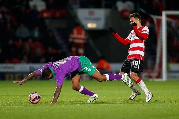 Mark Little vs Harry Forrester: Intense Battle at Doncaster Rovers vs Bristol City FA Cup Match, January 2015