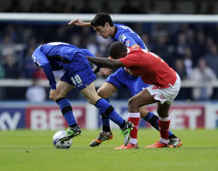 Framed Print : Mark Little vs. Ian Henderson: Intense Moment in Rochdale vs. Bristol City Football Match, Sky Bet League One, 2014 Framed Print : Mark Little vs. Ian Henderson: Intense Moment in Rochdale vs. Bristol City Football Match, Sky Bet League One, 2014