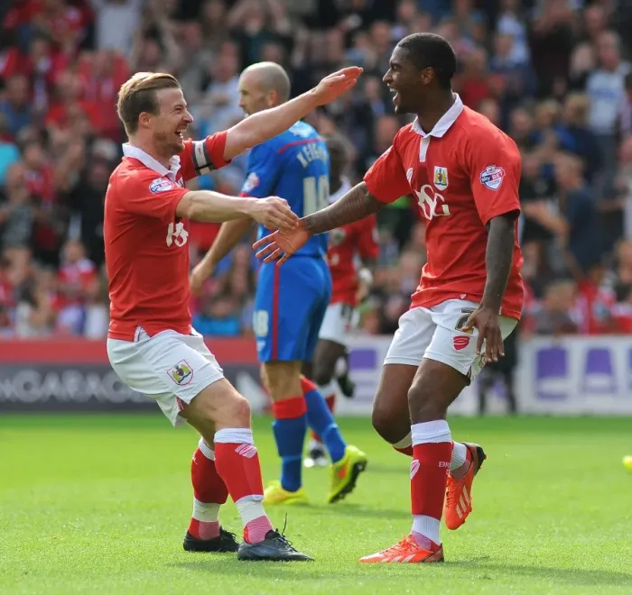 Framed Print : Mark Little and Wade Elliott Celebrate Goal for Bristol City against Doncaster Rovers, September 13, 2014 Framed Print : Mark Little and Wade Elliott Celebrate Goal for Bristol City against Doncaster Rovers, September 13, 2014