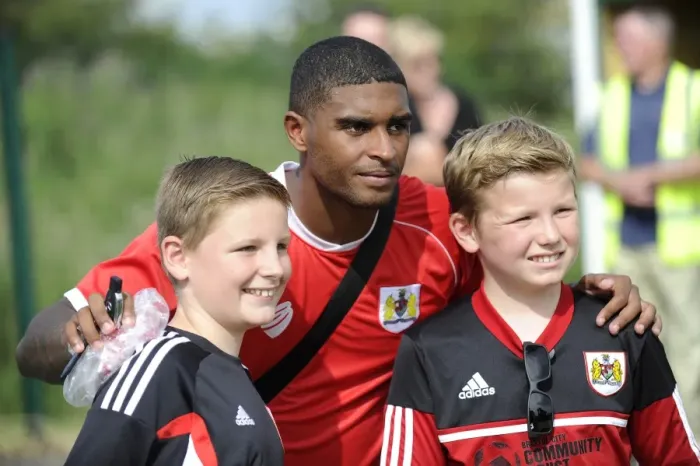Framed Print : Mark Little's Debut: Bristol City Player Meets Fans at Portishead Town Pre-Season Friendly (05.07.2014)