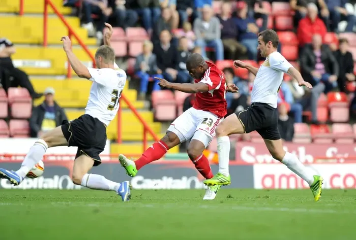Framed Print : Marlon Harewood's Dramatic Miss: A Heart-stopping Moment from the Bristol City vs Colchester United Match, Sky Bet League One, 2013