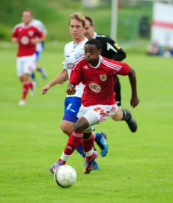 Framed Print : Marlon Jackson in Action: Vallens IF vs. Bristol City Framed Print : Marlon Jackson in Action: Vallens IF vs. Bristol City