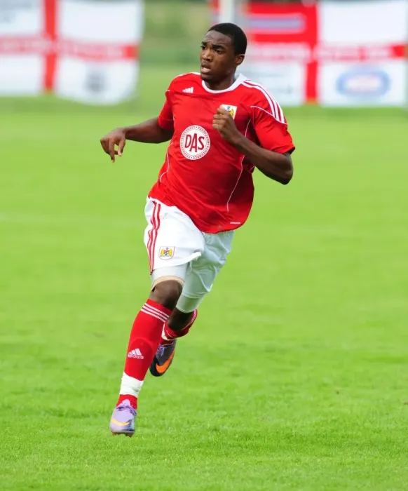 Framed Print : Marlon Jackson in Action: Vallens IF vs. Bristol City