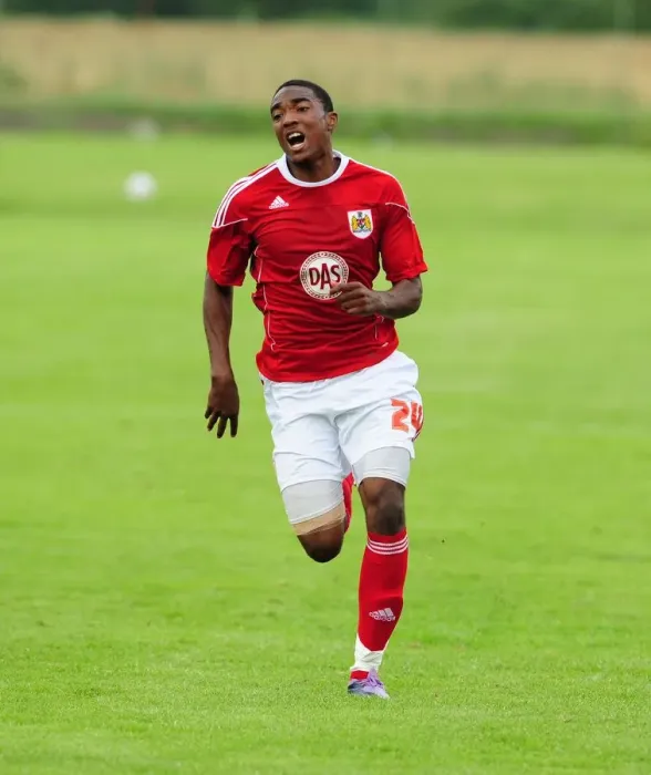 Framed Print : Marlon Jackson in Action: Vallens IF vs. Bristol City