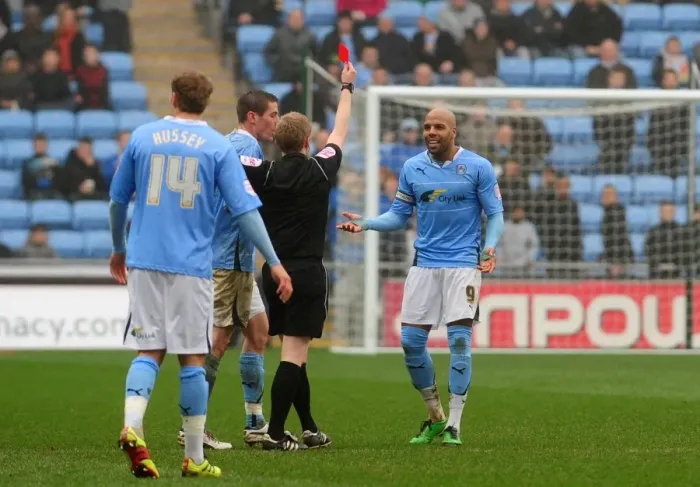 Framed Print : Marlon King's Red Card: Coventry City vs. Bristol City, Championship Clash at Ricoh Arena (05 / 03 / 2011) Framed Print : Marlon King's Red Card: Coventry City vs. Bristol City, Championship Clash at Ricoh Arena (05 / 03 / 2011)