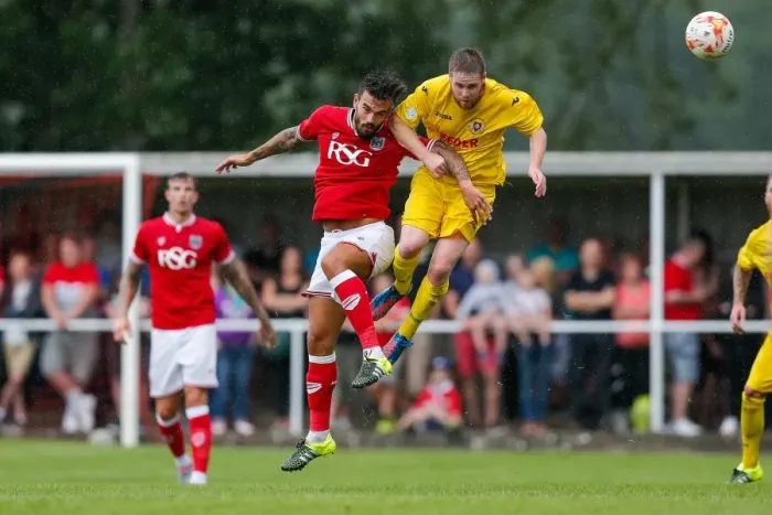 Framed Print : Marlon Pack in Action: Bristol City FC's Pre-Season Community Match vs. Brislington Framed Print : Marlon Pack in Action: Bristol City FC's Pre-Season Community Match vs. Brislington