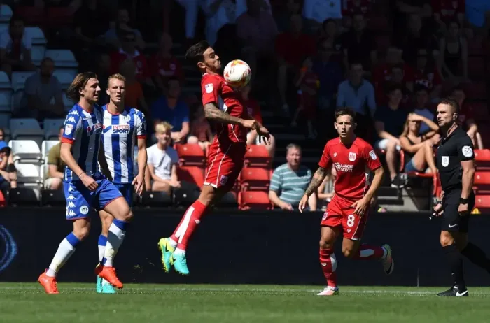 Framed Print : Marlon Pack in Action: Bristol City vs Wigan Athletic, Sky Bet Championship, Ashton Gate, 2016