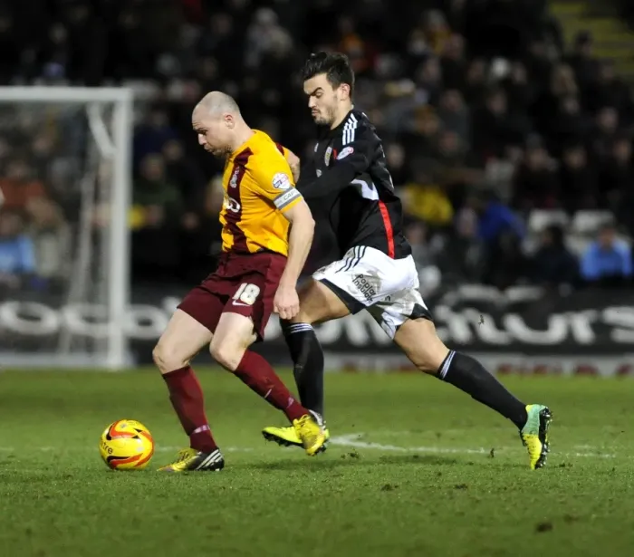 Framed Print : Marlon Pack of Bristol City Closes In on Gary Jones of Bradford City, Coral Windows Stadium, January 11, 2014