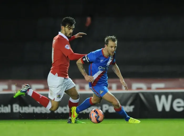 Framed Print : Marlon Pack of Bristol City Closes In on James Coppinger of Doncaster Rovers during FA Cup Third Round Replay