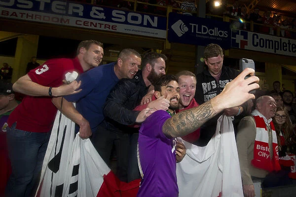 Marlon Pack of Bristol City Connects with Fans Amidst Excitement of Promotion Battle (Bradford City vs. Bristol City, 14-04-2015)