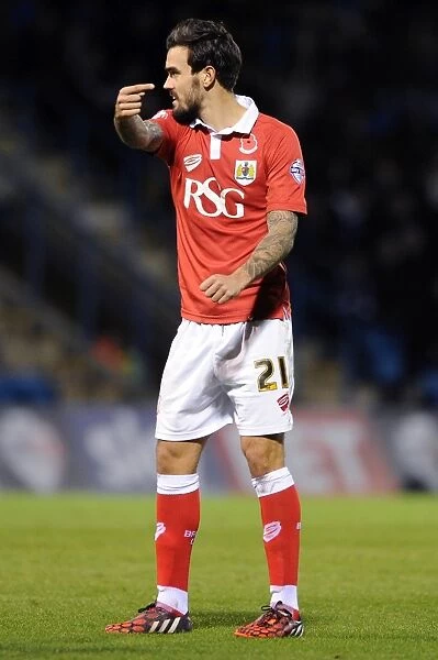 Marlon Pack of Bristol City in FA Cup Action at Priestfield Stadium against Gillingham, November 8, 2014