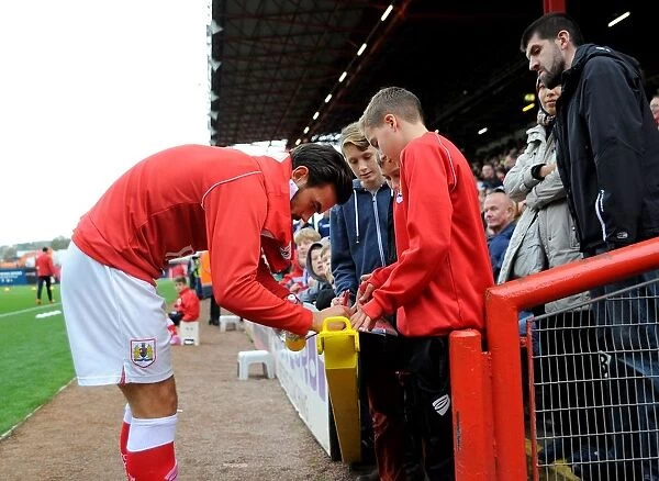 Marlon Pack of Bristol City Signing Autographs at Ashton Gate during Bristol City vs Oldham Football Match, November 2014
