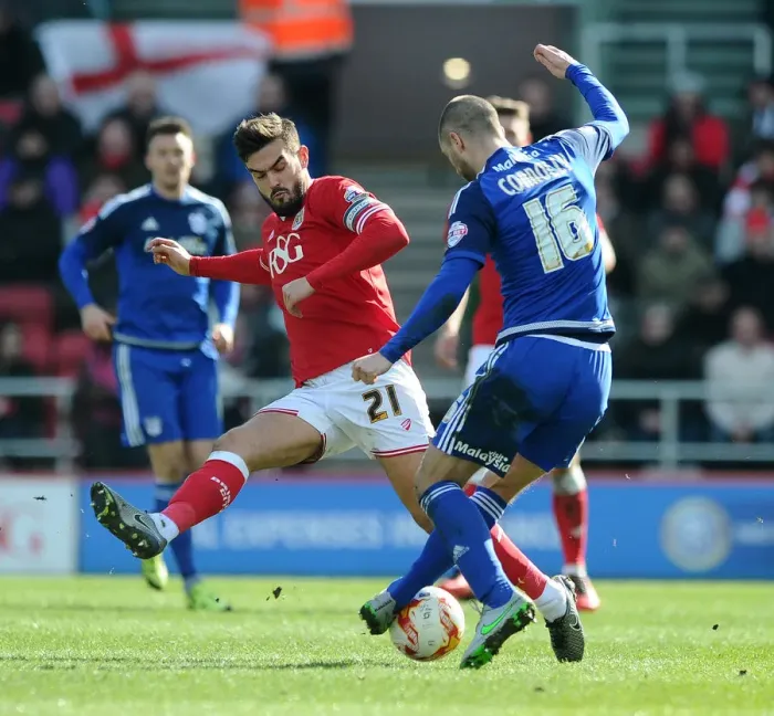 Framed Print : Marlon Pack Chases Down Matthew Connolly: Intense Moment from Bristol City vs. Cardiff City Championship Clash