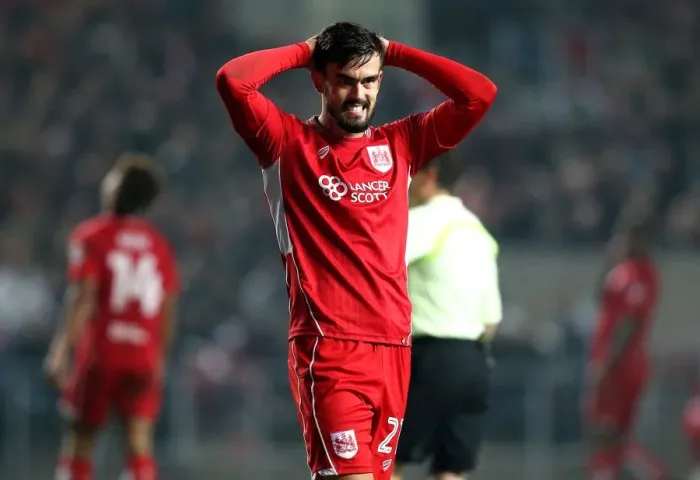 Framed Print : Marlon Pack in Disbelief: Wide Miss Costs Bristol City in EFL Cup Match against Hull City