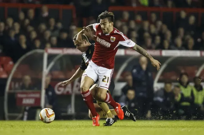Framed Print : Marlon Pack Faces Off Against Port Vale Opponent in Sky Bet League One Clash at Ashton Gate