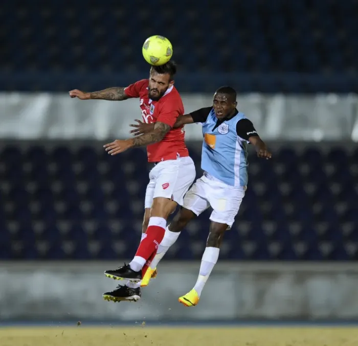Framed Print : Marlon Pack Goes for Header: Botswana vs. Bristol City Football Clash, July 2014