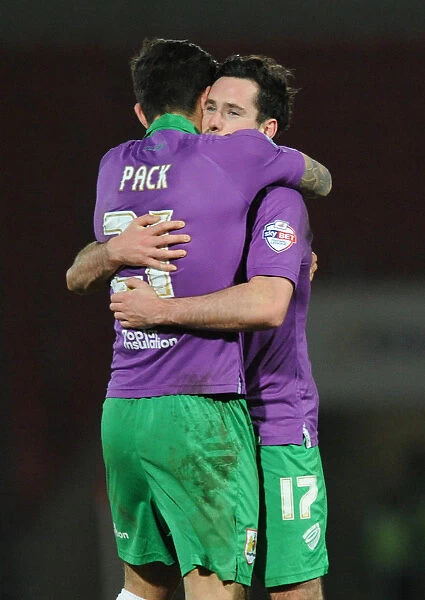 Marlon Pack and Greg Cunningham Celebrate Bristol City's Win over Doncaster Rovers, February 2015