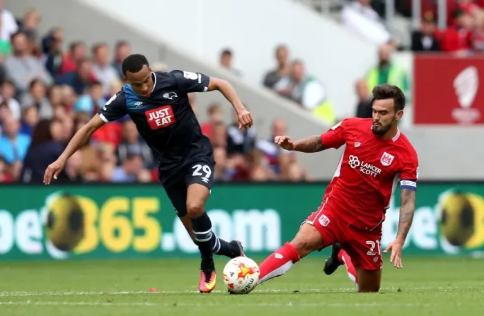 Framed Print : Marlon Pack Tackles Marcus Olsson in Intense Bristol City vs. Derby County Championship Clash Framed Print : Marlon Pack Tackles Marcus Olsson in Intense Bristol City vs. Derby County Championship Clash