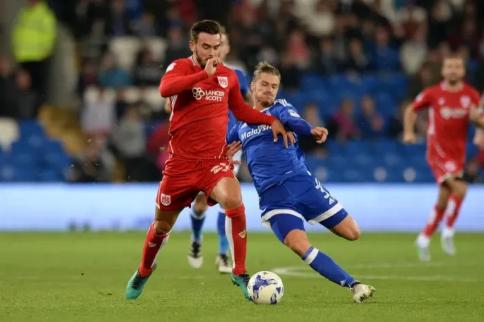 Framed Print : Marlon Pack vs Joe Bennett Clash: Cardiff City vs Bristol City Championship Showdown Framed Print : Marlon Pack vs Joe Bennett Clash: Cardiff City vs Bristol City Championship Showdown