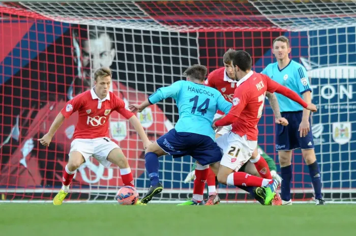 Framed Print : Marlon Pack vs. Josh Hancock: Intense Moment in the FA Cup Clash Between Bristol City and AFC Telford United Framed Print : Marlon Pack vs. Josh Hancock: Intense Moment in the FA Cup Clash Between Bristol City and AFC Telford United