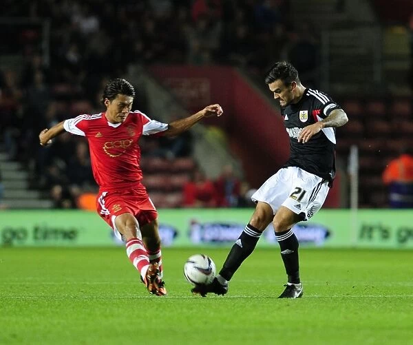 Marlon Pack vs Tadanari Lee: Intense Moment from Southampton vs Bristol City Football Rivalry, September 2013