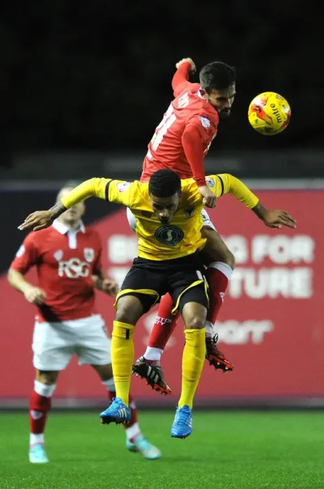 Framed Print : Marlon Pack Wins Header: Bristol City vs AFC Wimbledon, Johnstone's Paint Trophy, 11-11-2014 Framed Print : Marlon Pack Wins Header: Bristol City vs AFC Wimbledon, Johnstone's Paint Trophy, 11-11-2014