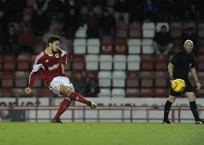 Framed Print : Marlon Pack's Shot at Glory: Bristol City vs Leyton Orient, 2013 Framed Print : Marlon Pack's Shot at Glory: Bristol City vs Leyton Orient, 2013