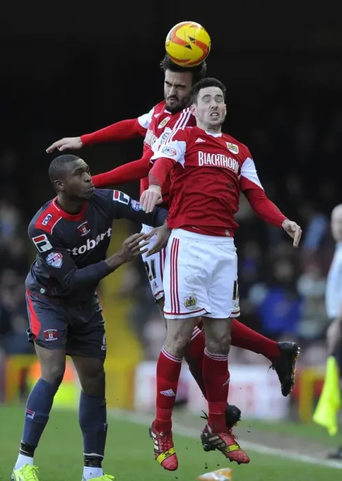 Framed Print : Maron Pack vs. David Amoo: Intense Aerial Battle at Ashton Gate - Bristol City vs. Carlisle United, Sky Bet League One Framed Print : Maron Pack vs. David Amoo: Intense Aerial Battle at Ashton Gate - Bristol City vs. Carlisle United, Sky Bet League One