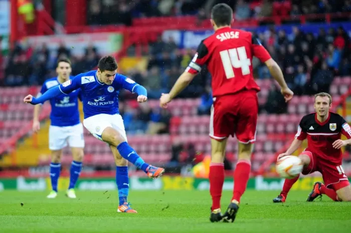 Framed Print : Marshall's Long-Range Shot: Bristol City vs Leicester City, Championship Match, Ashton Gate, 2013 Framed Print : Marshall's Long-Range Shot: Bristol City vs Leicester City, Championship Match, Ashton Gate, 2013