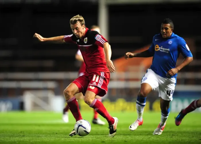 Framed Print : Martyn Woolford of Bristol City in Action against Peterborough United, Championship Football Match, 2012