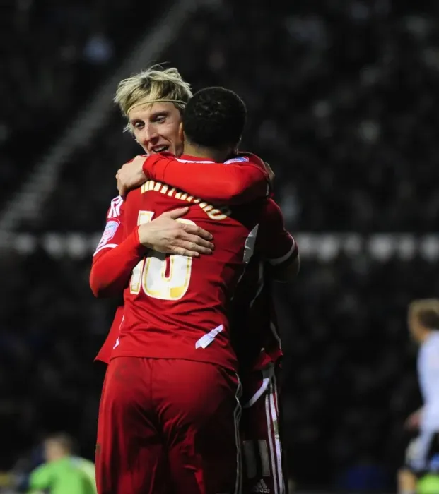 Framed Print : Martyn Woolford and Nicky Maynard: Derby County vs. Bristol City - Woolford's Goal Celebration (Championship Football Match, 10th December 2011) Framed Print : Martyn Woolford and Nicky Maynard: Derby County vs. Bristol City - Woolford's Goal Celebration (Championship Football Match, 10th December 2011)