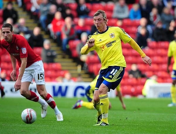 Martyn Woolford Slides for Bristol City in Barnsley Championship Clash, October 2011