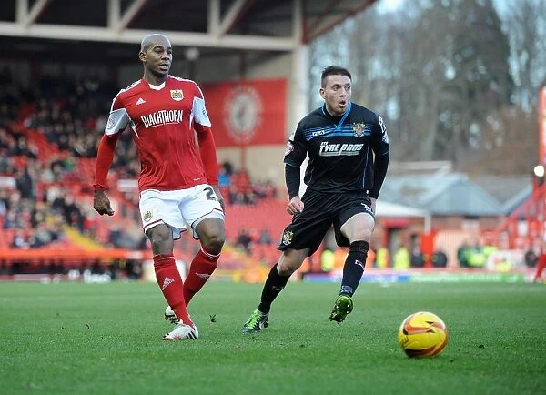 Marvin Elliott in Action for Bristol City against Stevenage, Sky Bet League One, December 2013