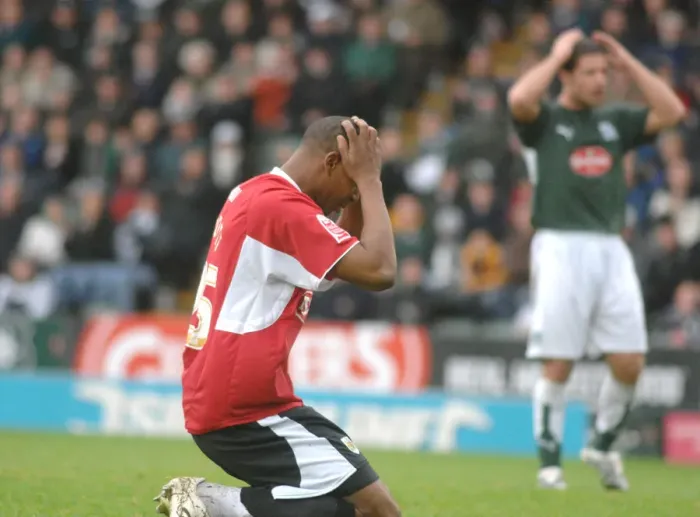 Framed Print : Marvin Elliott: In Action Against Plymouth Framed Print : Marvin Elliott: In Action Against Plymouth