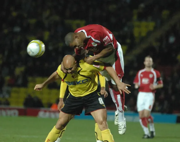 Framed Print : Marvin Elliott in Action: Watford vs. Bristol City Framed Print : Marvin Elliott in Action: Watford vs. Bristol City